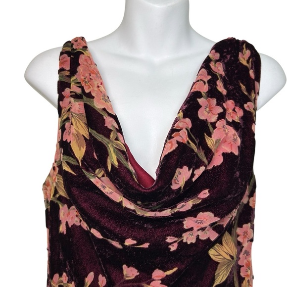 Unique vintage floral velvet burnout sleeveless dress size medium Whimsigoth - Picture 4 of 9